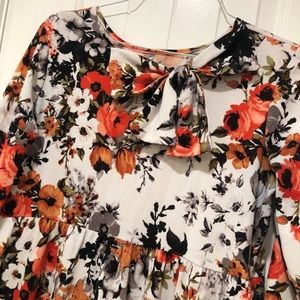 Handmade fall print maxi dress empire waist